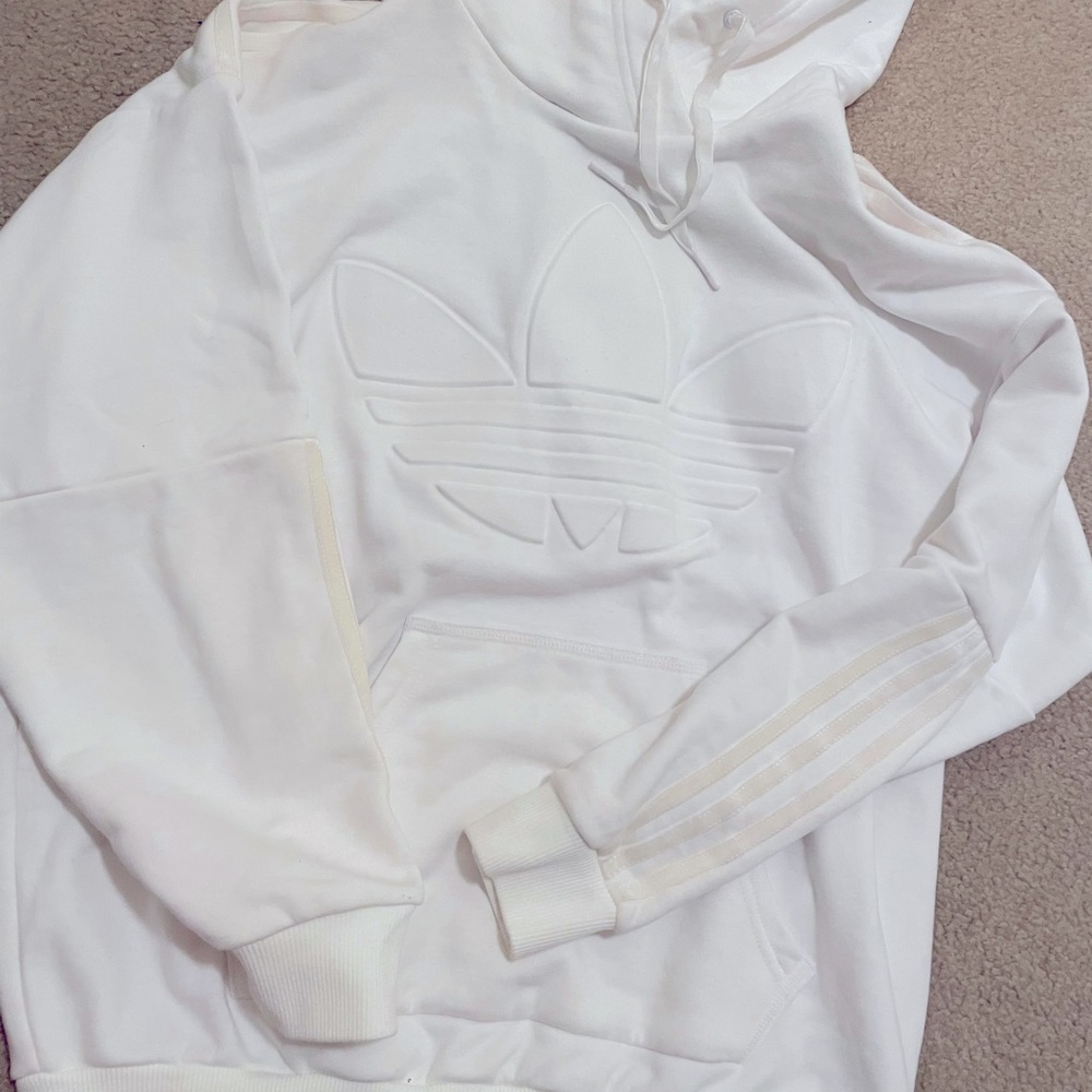 Adidas white/cream logo hoodie